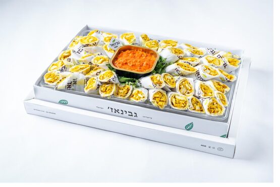 מיני טורטייה ראפ שווארמה דג: קרם לימון, טחינה, עלי כוסברה 40 יח׳